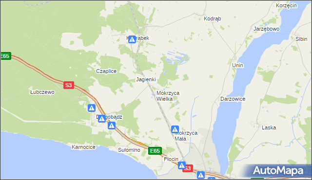 mapa Mokrzyca Wielka, Mokrzyca Wielka na mapie Targeo