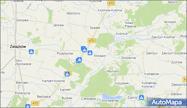 mapa Morawin gmina Ceków-Kolonia, Morawin gmina Ceków-Kolonia na mapie Targeo