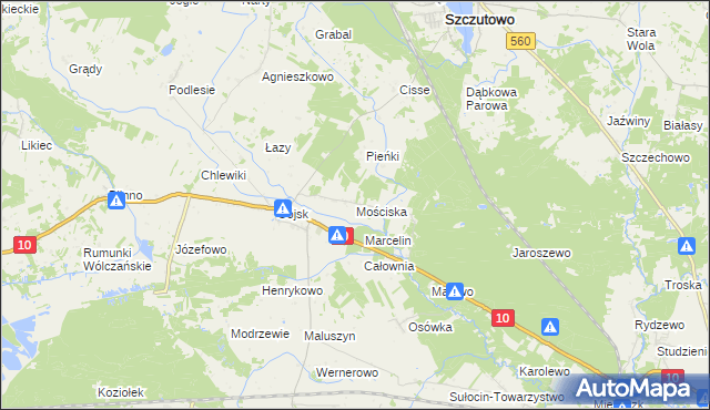 mapa Mościska gmina Szczutowo, Mościska gmina Szczutowo na mapie Targeo