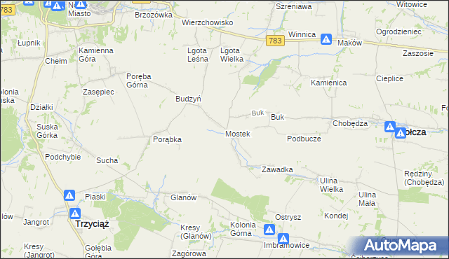 mapa Mostek gmina Gołcza, Mostek gmina Gołcza na mapie Targeo