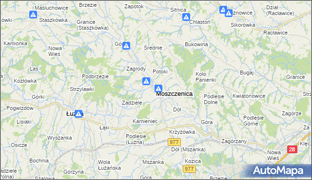 mapa Moszczenica powiat gorlicki, Moszczenica powiat gorlicki na mapie Targeo