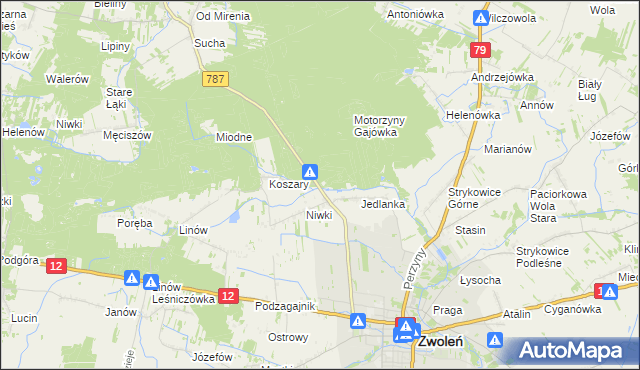 mapa Motorzyny, Motorzyny na mapie Targeo