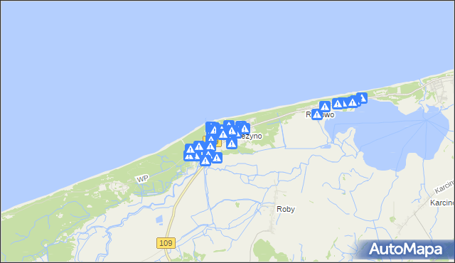 mapa Mrzeżyno, Mrzeżyno na mapie Targeo