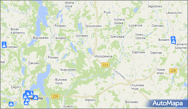 mapa Mściszewice, Mściszewice na mapie Targeo