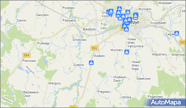 mapa Muławki, Muławki na mapie Targeo