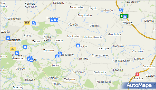 mapa Mydłów, Mydłów na mapie Targeo