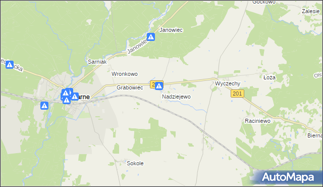 mapa Nadziejewo gmina Czarne, Nadziejewo gmina Czarne na mapie Targeo