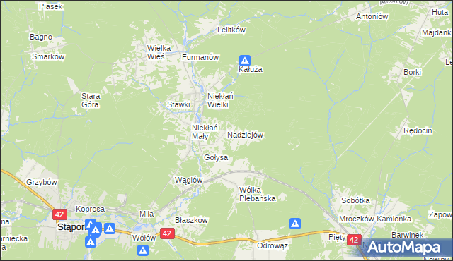 mapa Nadziejów gmina Stąporków, Nadziejów gmina Stąporków na mapie Targeo