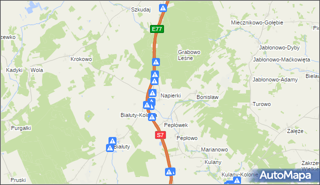 mapa Napierki, Napierki na mapie Targeo