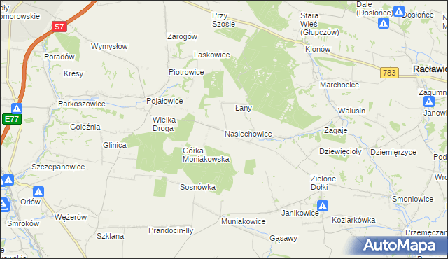 mapa Nasiechowice, Nasiechowice na mapie Targeo
