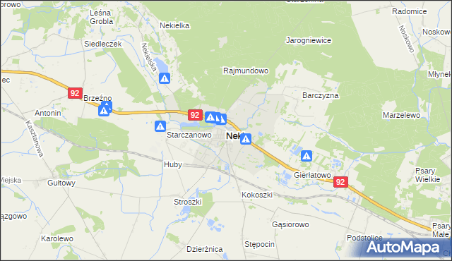 mapa Nekla powiat wrzesiński, Nekla powiat wrzesiński na mapie Targeo