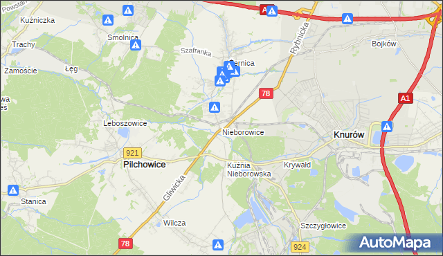 mapa Nieborowice, Nieborowice na mapie Targeo