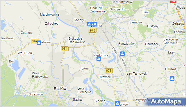 mapa Niedomice, Niedomice na mapie Targeo