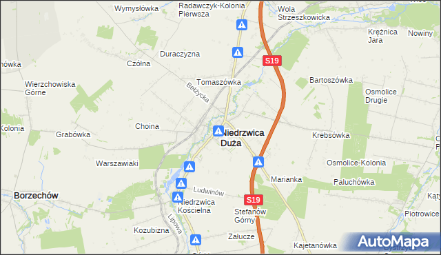 mapa Niedrzwica Duża, Niedrzwica Duża na mapie Targeo