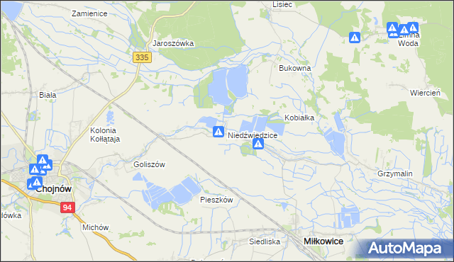 mapa Niedźwiedzice, Niedźwiedzice na mapie Targeo