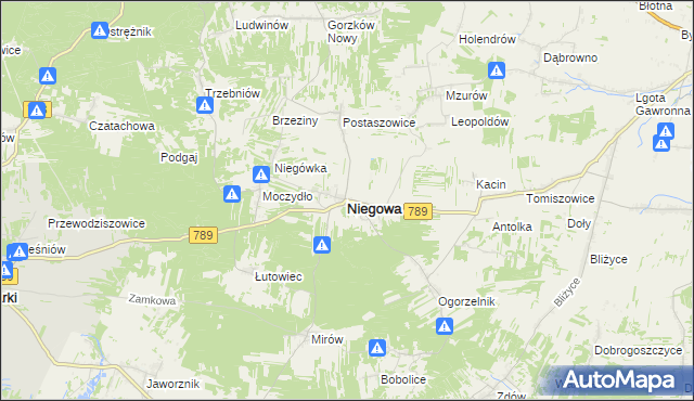 mapa Niegowa, Niegowa na mapie Targeo