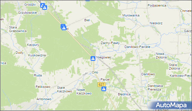 mapa Niegowiec, Niegowiec na mapie Targeo