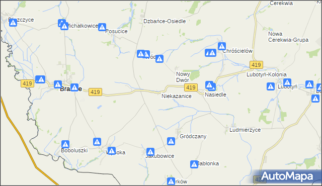 mapa Niekazanice, Niekazanice na mapie Targeo