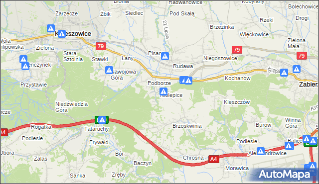 mapa Nielepice, Nielepice na mapie Targeo