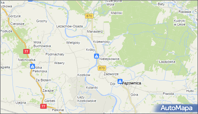 mapa Nielepkowice, Nielepkowice na mapie Targeo