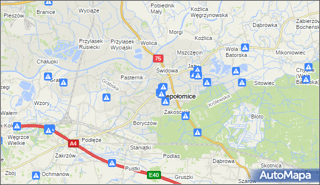 mapa Niepołomice, Niepołomice na mapie Targeo