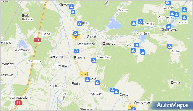 mapa Niesulów, Niesulów na mapie Targeo