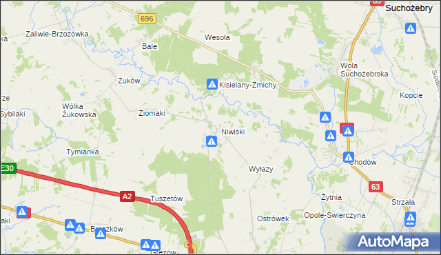 mapa Niwiski, Niwiski na mapie Targeo