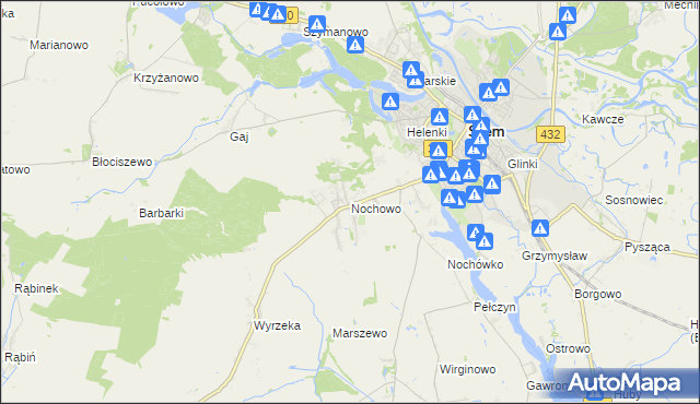 mapa Nochowo, Nochowo na mapie Targeo