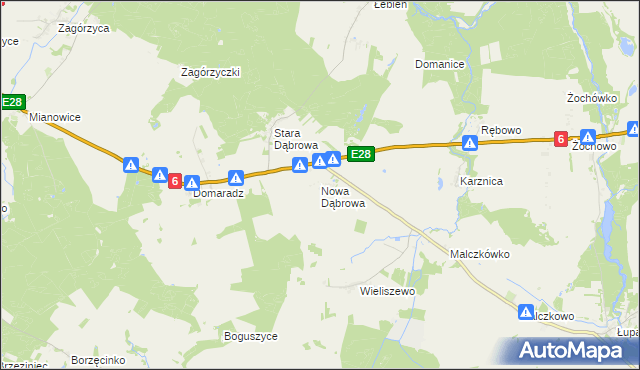 mapa Nowa Dąbrowa gmina Potęgowo, Nowa Dąbrowa gmina Potęgowo na mapie Targeo