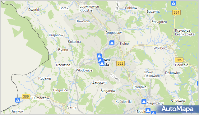 mapa Nowa Ruda powiat kłodzki, Nowa Ruda powiat kłodzki na mapie Targeo
