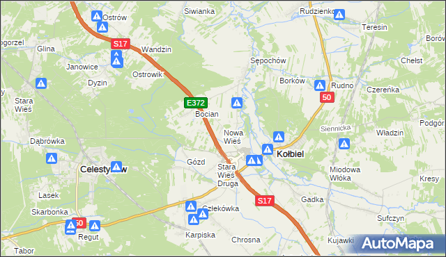mapa Nowa Wieś gmina Kołbiel, Nowa Wieś gmina Kołbiel na mapie Targeo