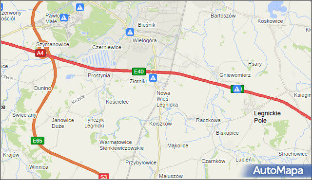 mapa Nowa Wieś Legnicka, Nowa Wieś Legnicka na mapie Targeo