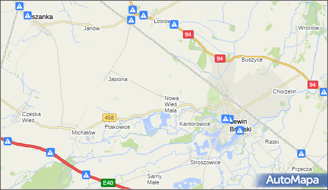 mapa Nowa Wieś Mała gmina Lewin Brzeski, Nowa Wieś Mała gmina Lewin Brzeski na mapie Targeo