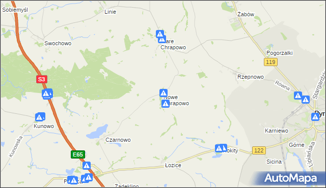 mapa Nowe Chrapowo, Nowe Chrapowo na mapie Targeo