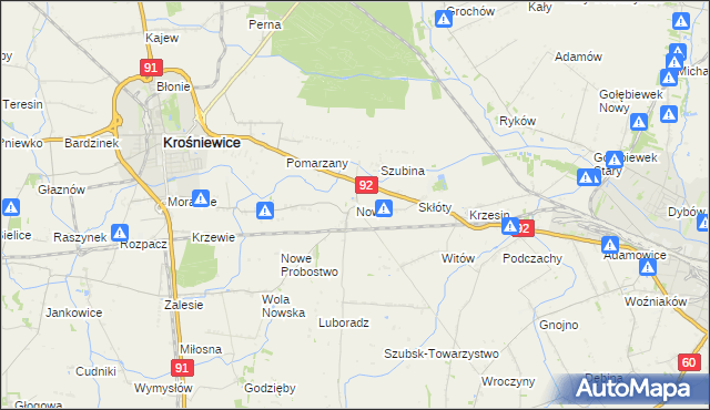 mapa Nowe gmina Krośniewice, Nowe gmina Krośniewice na mapie Targeo