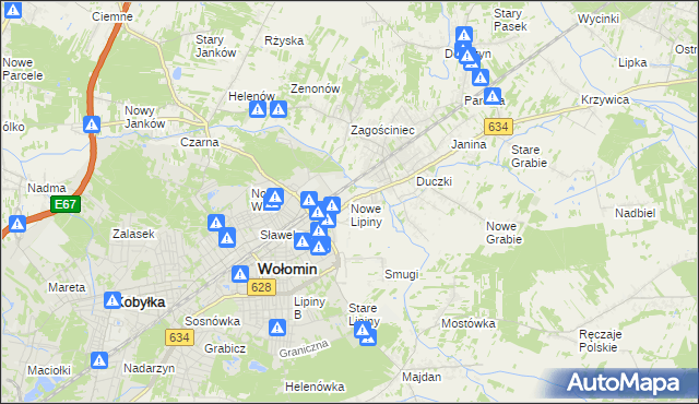 mapa Nowe Lipiny, Nowe Lipiny na mapie Targeo
