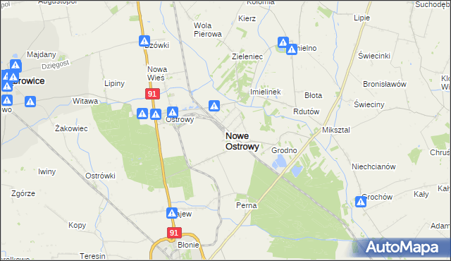 mapa Nowe Ostrowy, Nowe Ostrowy na mapie Targeo