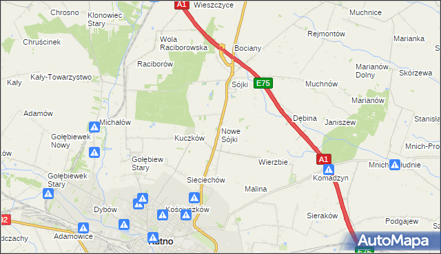 mapa Nowe Sójki, Nowe Sójki na mapie Targeo