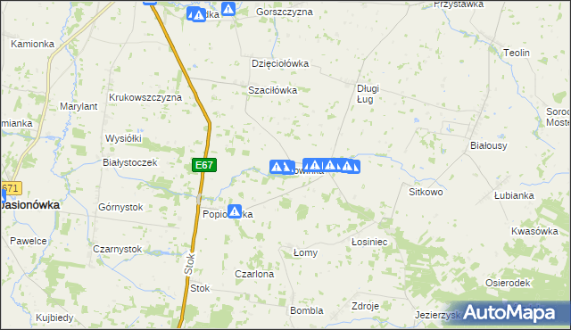 mapa Nowinka gmina Korycin, Nowinka gmina Korycin na mapie Targeo