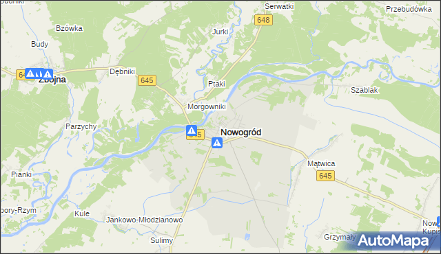 mapa Nowogród powiat łomżyński, Nowogród powiat łomżyński na mapie Targeo
