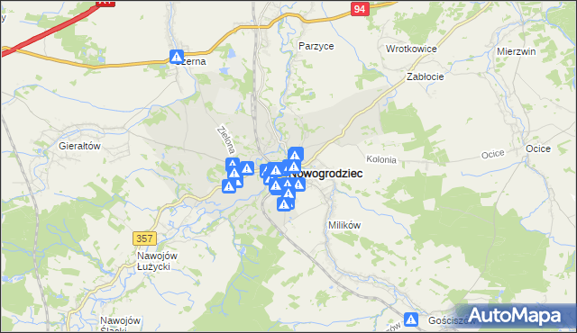 mapa Nowogrodziec, Nowogrodziec na mapie Targeo
