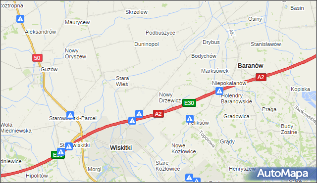 mapa Nowy Drzewicz, Nowy Drzewicz na mapie Targeo