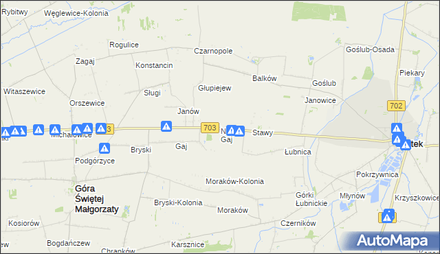 mapa Nowy Gaj gmina Góra Świętej Małgorzaty, Nowy Gaj gmina Góra Świętej Małgorzaty na mapie Targeo