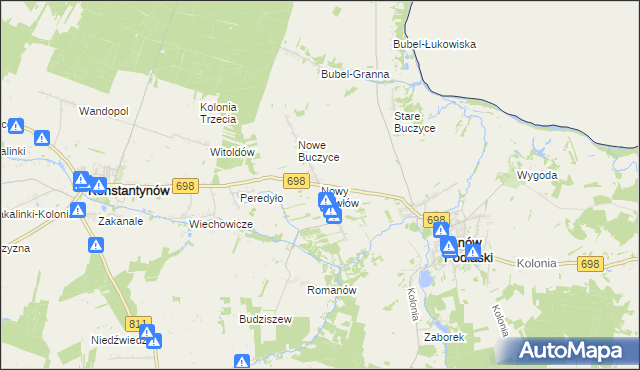 mapa Nowy Pawłów, Nowy Pawłów na mapie Targeo