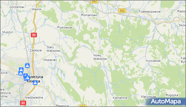 mapa Nowy Waliszów, Nowy Waliszów na mapie Targeo