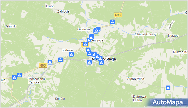 mapa Nurzec-Stacja, Nurzec-Stacja na mapie Targeo