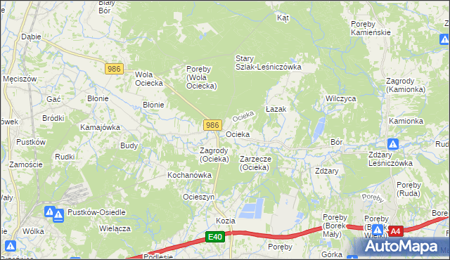 mapa Ocieka, Ocieka na mapie Targeo