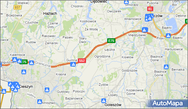 mapa Ogrodzona gmina Dębowiec, Ogrodzona gmina Dębowiec na mapie Targeo