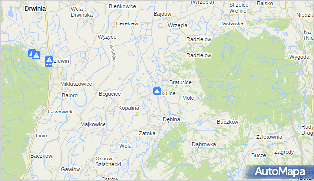 mapa Okulice gmina Rzezawa, Okulice gmina Rzezawa na mapie Targeo