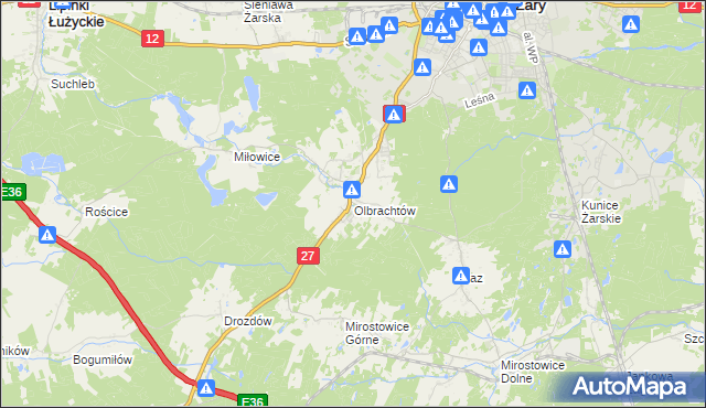 mapa Olbrachtów, Olbrachtów na mapie Targeo